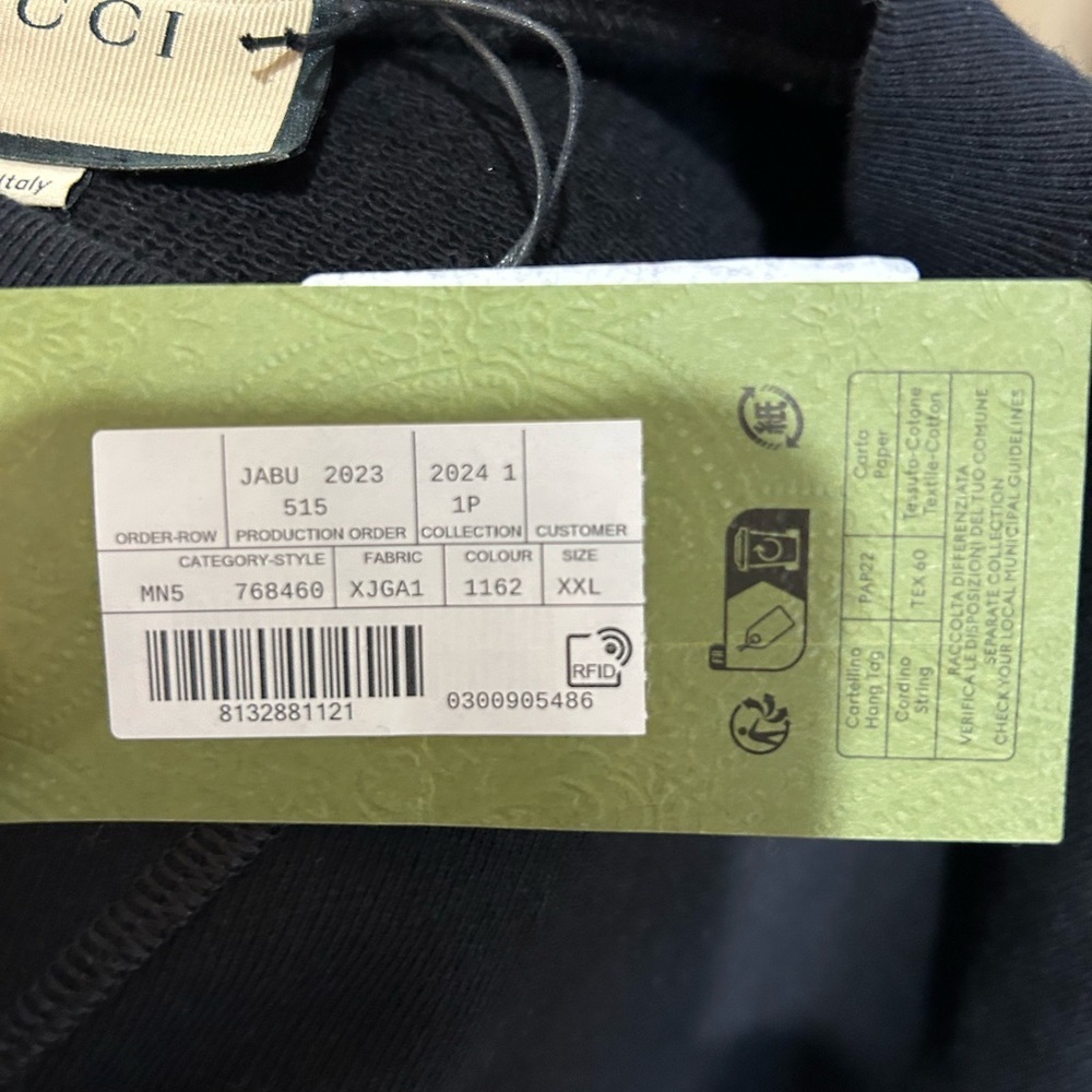 Men's Gucci interlocking G jersey, cotton logo sweatshirt size XXL made in Italy - Picture 6 of 10
